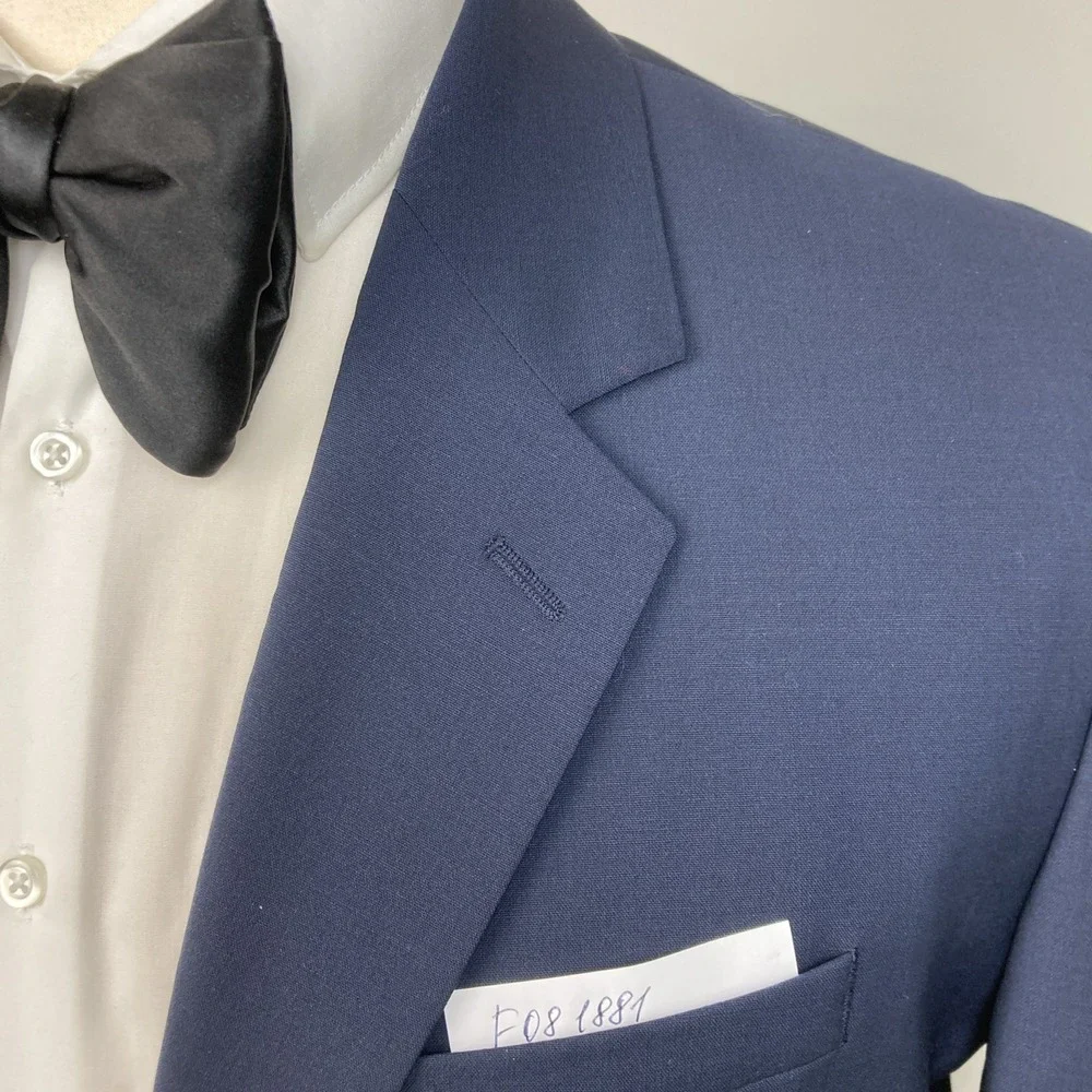 Hugo Boss Mens Modern fit Suit Jacket Blazer 40L Navy Blue Solid Stretch Wool